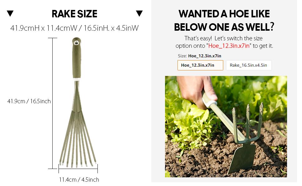 Sungmor 9 Strong Tines Gardening Leaf Rake Hand Tool