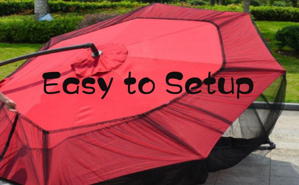 BaiYouDa Patio Mosquito Netting for 810ft Table Umbrella, Zippered Garden Umbrella Mesh