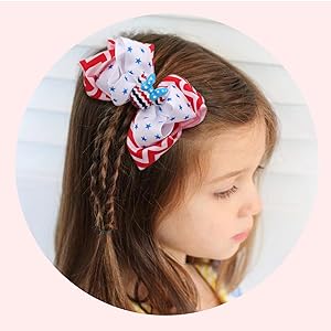 American flag hair bow clip