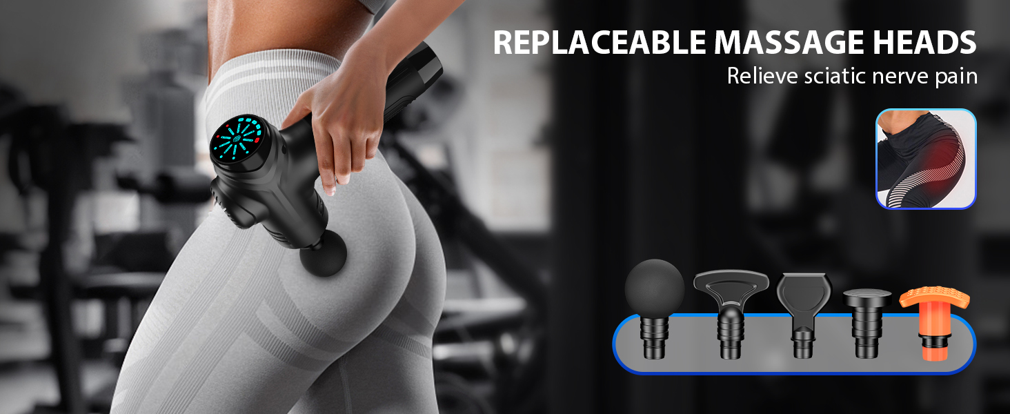 Quiet handheld massage gun with multiple attachments designed for effective muscle relaxation and stress relief