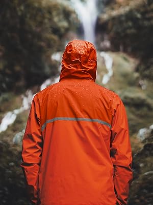 mens hooded long raincoat