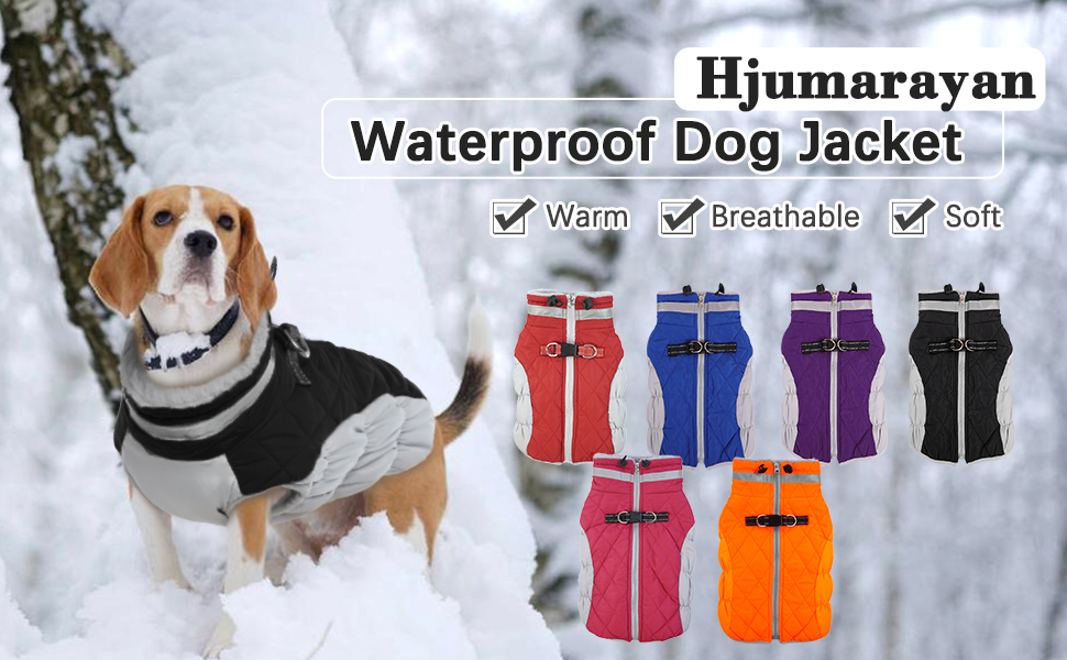 Hjumarayan Dog Coat Winter Warm Dog Jacket, Waterproof Dog Coats with