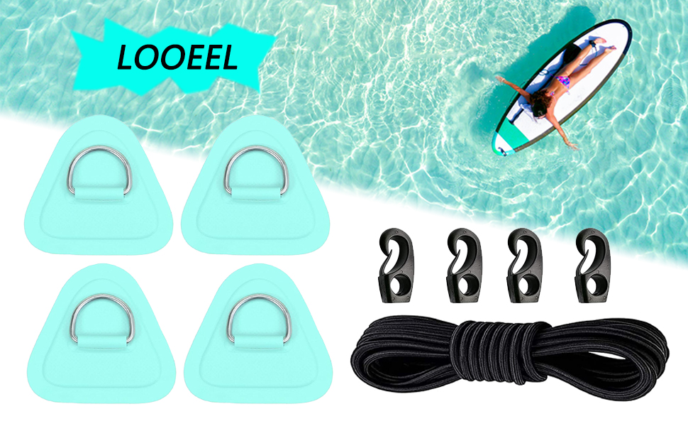 4 Pack Stainless Steel D-Ring Triangle Patch-Cyan