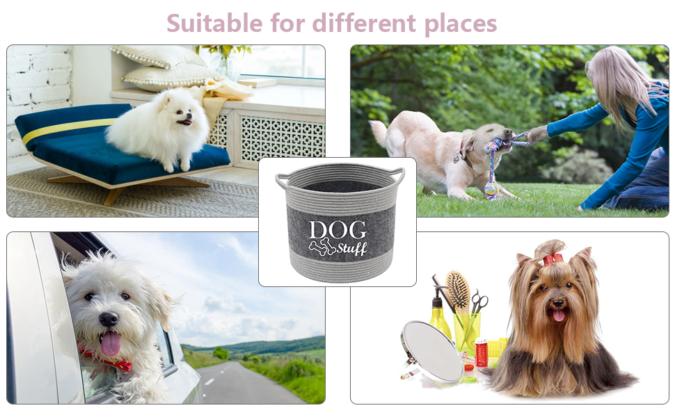 Morezi Cotton felt round dog toy box and dog toy basket