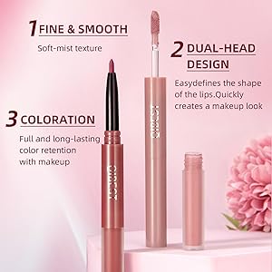 3 Pcs Matte Liquid Lipstick and Lip Liner Set, Long-Lasting Waterproof Nude Shades