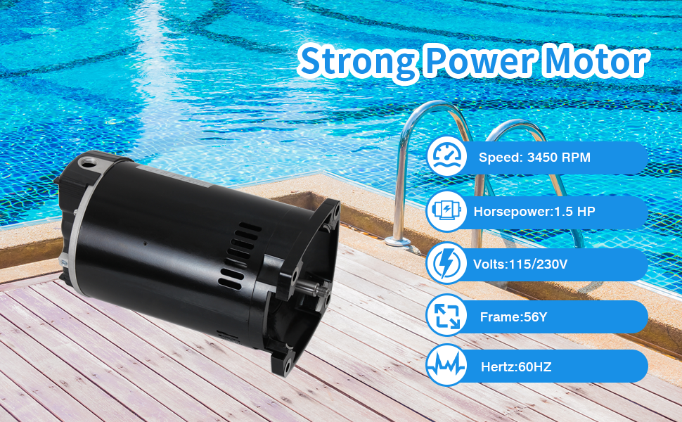 Amazon.com: B2854 Pool Pump Motor 1.5 HP, 3450 RPM, 1.1