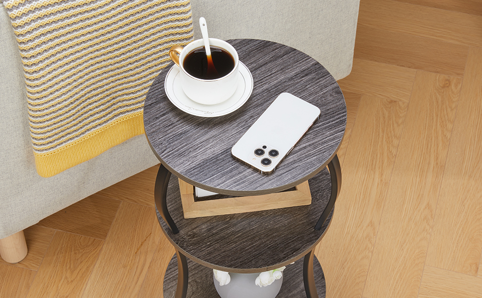 Amazon｜ZEXVIDA レトロ風 円卓 コーヒー テーブル ベッド