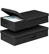 Underbed Storage Containers With Lids, Set of 2 Low Profile Under Crib Storage Bins W/ 3Handles, ...