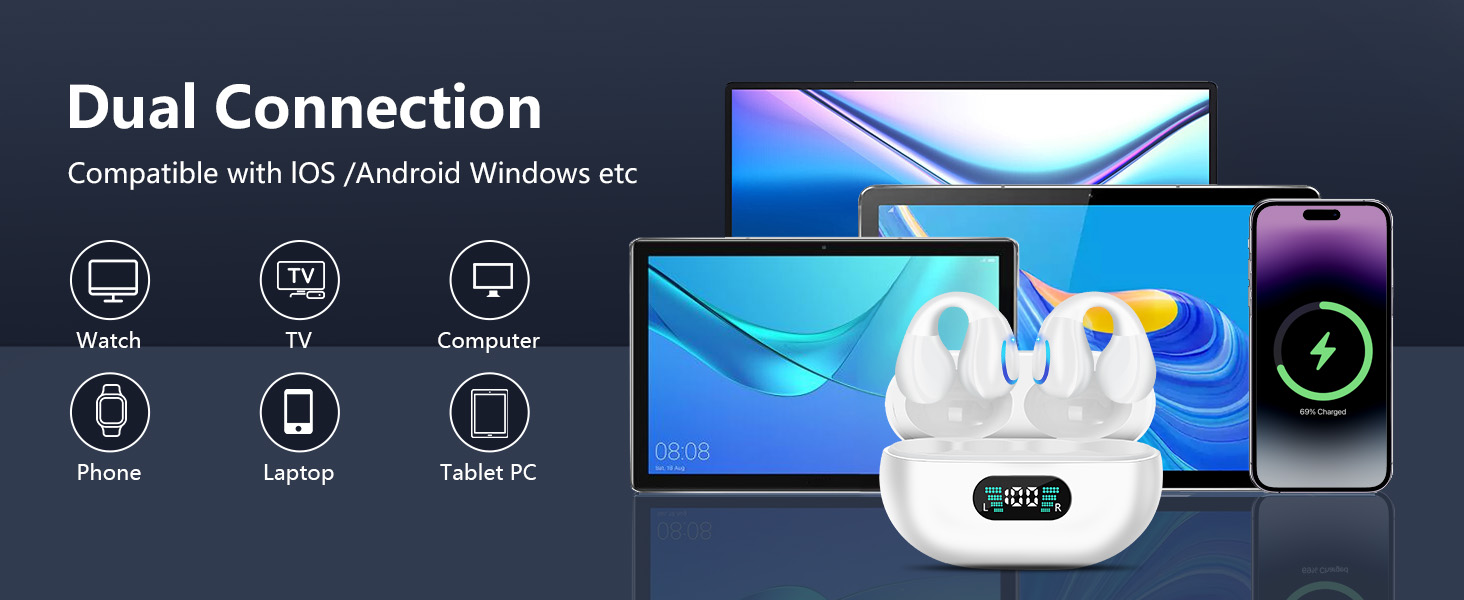 오픈 이어 골전도 헤드폰 블루투스 5.3 무선 오픈 클립 이어 헤드폰