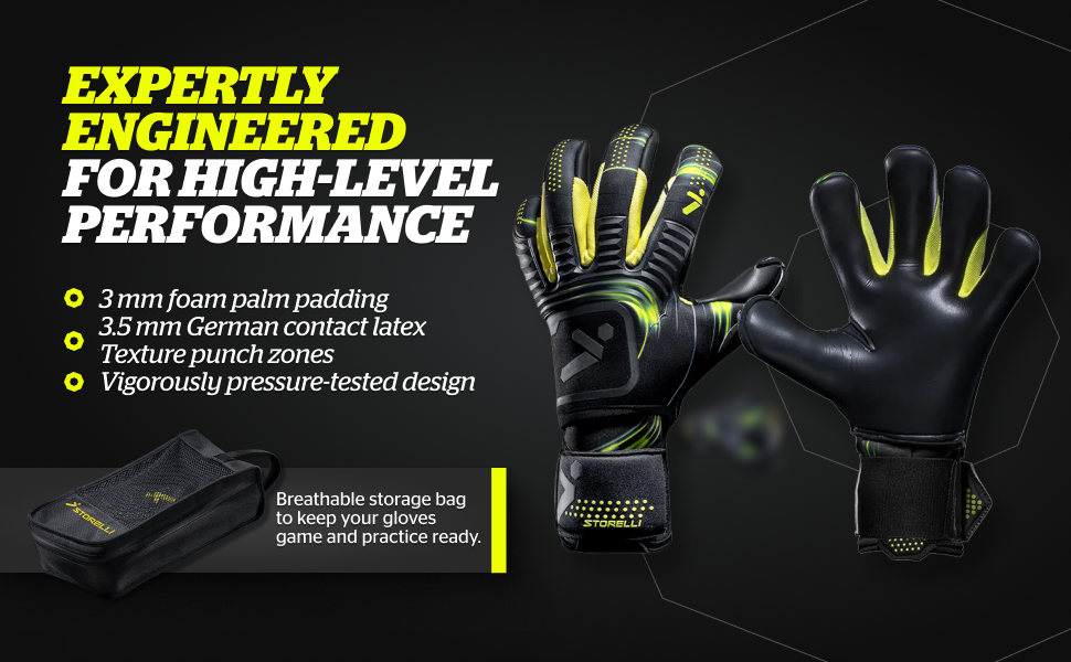 Storelli Silencer Menace Goalkeeper Gloves, Soccer Goalie