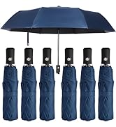 6 Pack Windproof Travel Umbrella, Portable Auto Open & Close Rain Umbrella, Small Folding Car Umb...