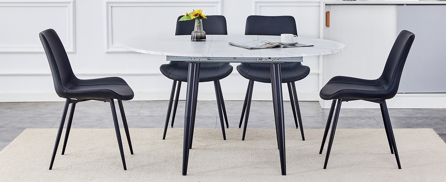 Round Dining Table Set for 4, 42"54" Extendable Dining