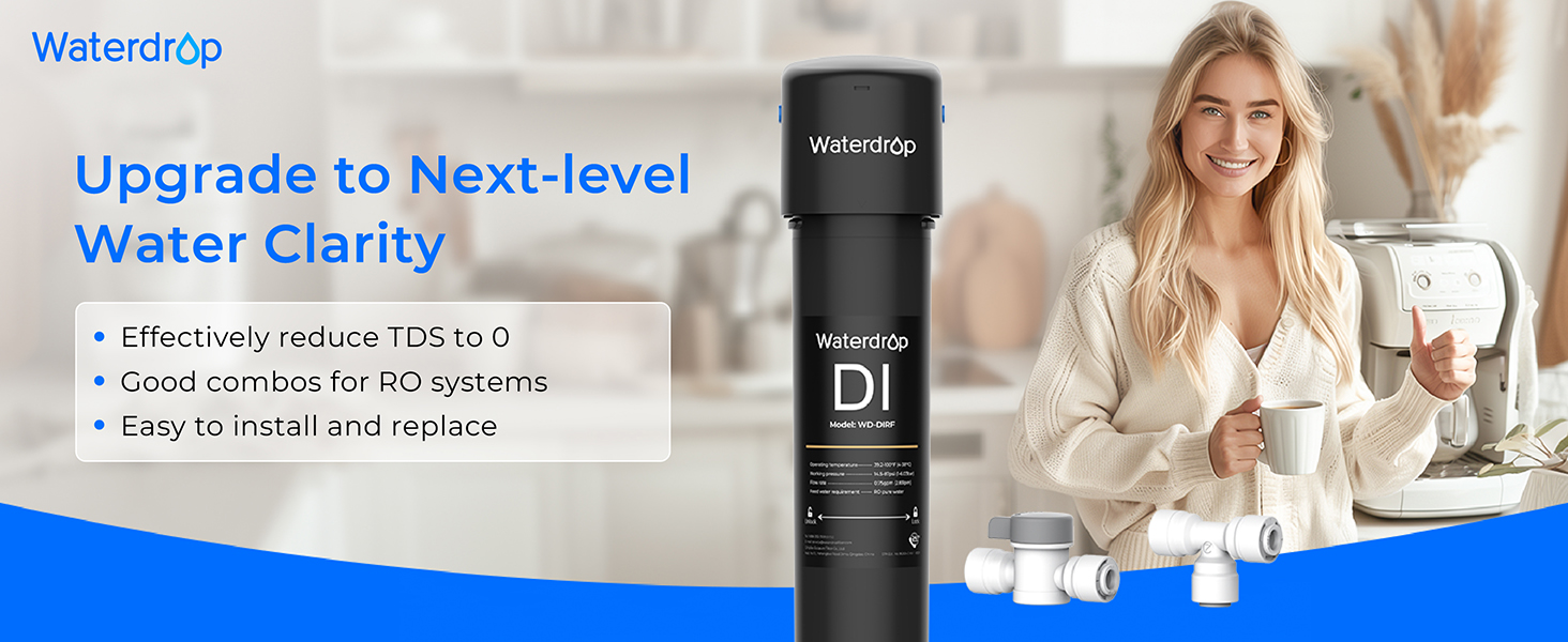 Waterdrop WD-DI System, DI Water Purifier, Deionization Water Filter System