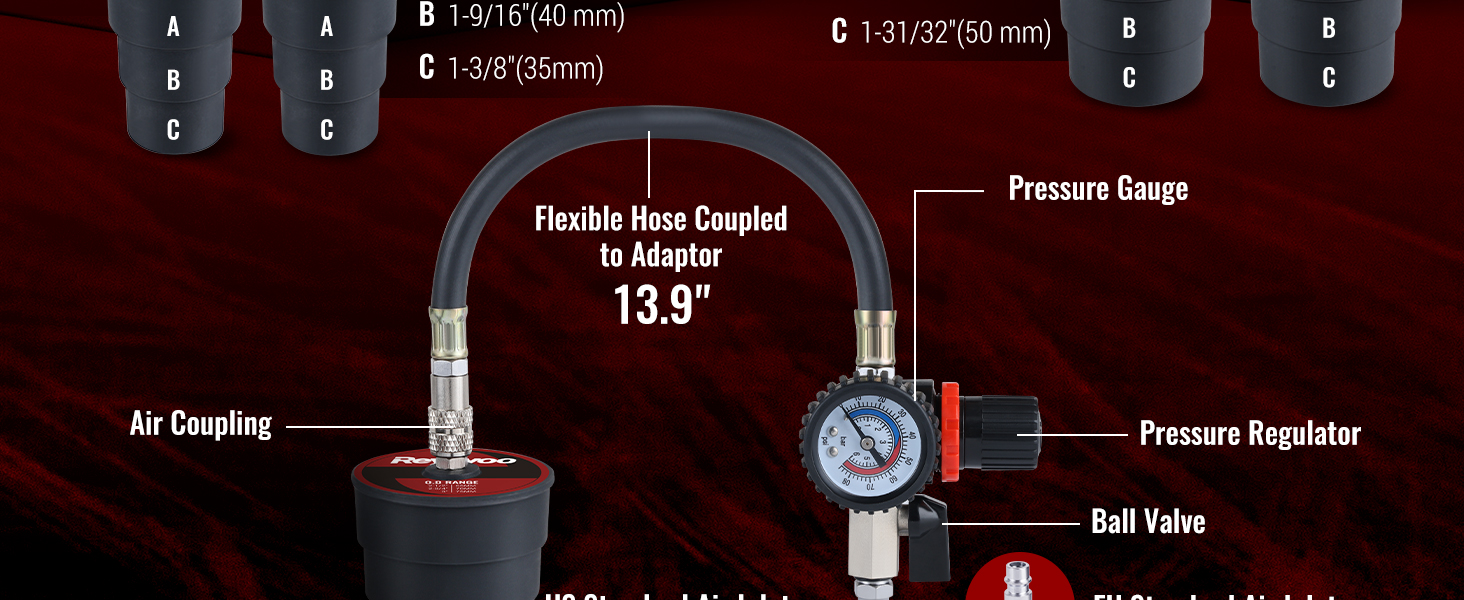 cooling system pressure tester kit