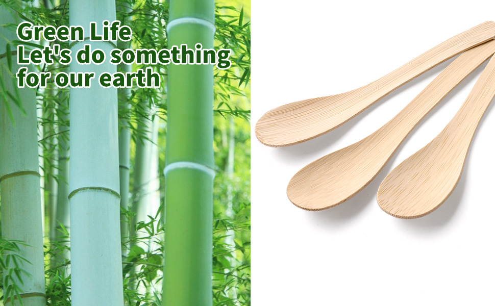 Bamboo Utensils Disposable 100PK Bamboo Soup Spoons 6.7