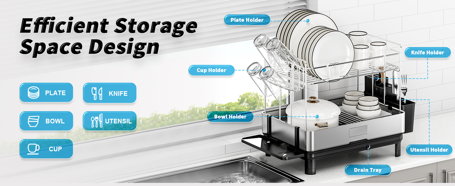 dish drying rack 2 tier