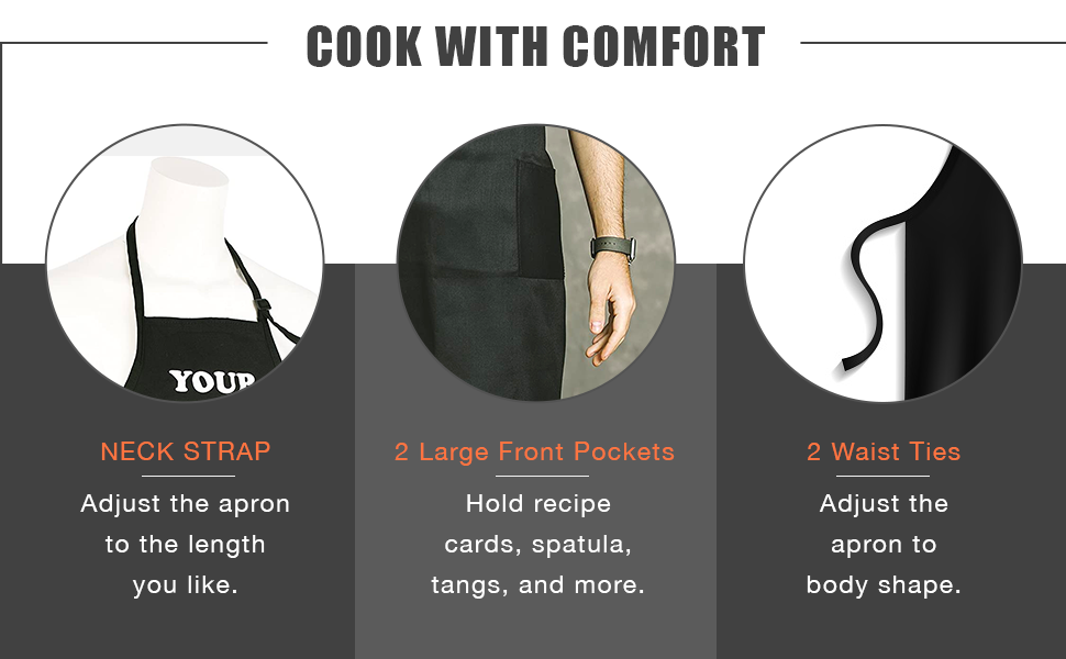 Adjustable Apron with Pockets , Cooking Baking
