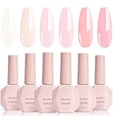 MelodySusie Pastel Pink Gel Nail Polish Set - 6 Colors Nude Pink Milky White Soak Off UV LED Gel ...