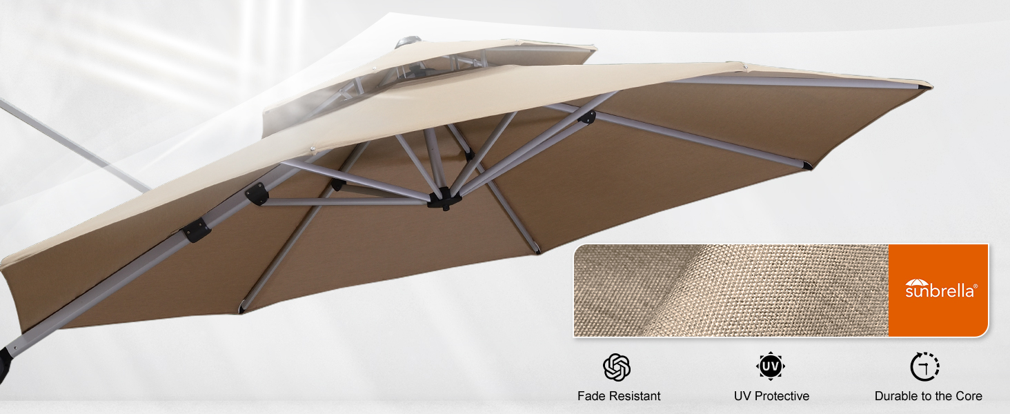 PURPLE LEAF 11 Feet Double Top Deluxe Round Patio Umbrella