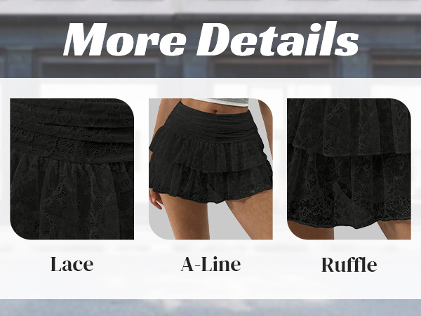 Amazon.com: SHENHE Women's Y2K Lace Mini Skirt with Shorts A Line