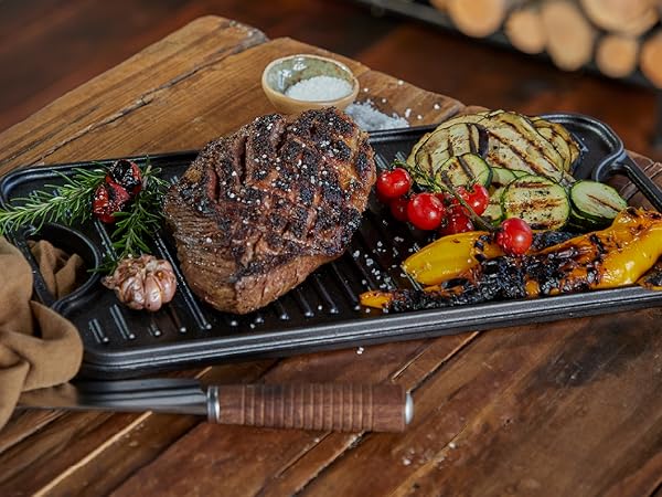 Amazon.com: Victoria Rectangular Cast Iron Griddle. Double