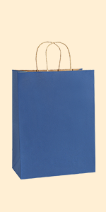 50ct White Paper Gift Bags + 100ct Navy Gift Tissue (Flexicore Packaging), Size: 8 inchx4 inchx10 inch, Blue