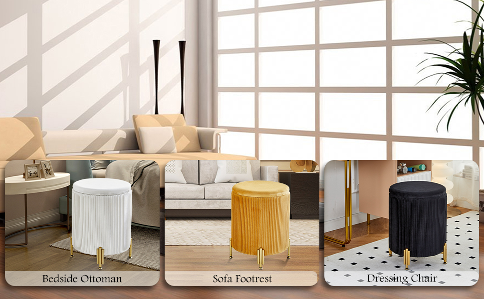 Round Ottoman Foot Stool with Storage