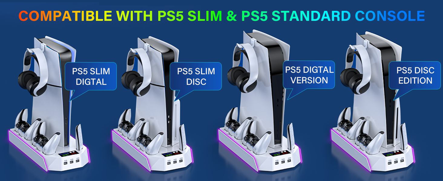 ps5 slim docking station with cooling fan