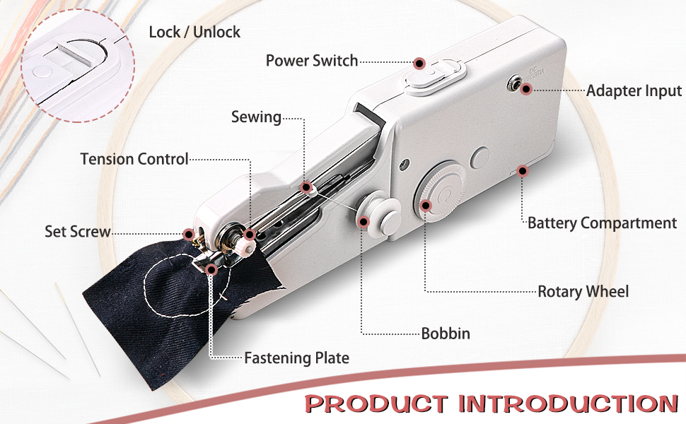 Sewing Machin, Mini Sewing Machine Handheld, Cordless Portable Electric
