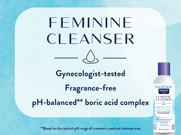 Gynecologist tested. Fragrance free. ph balanced boric acid complex