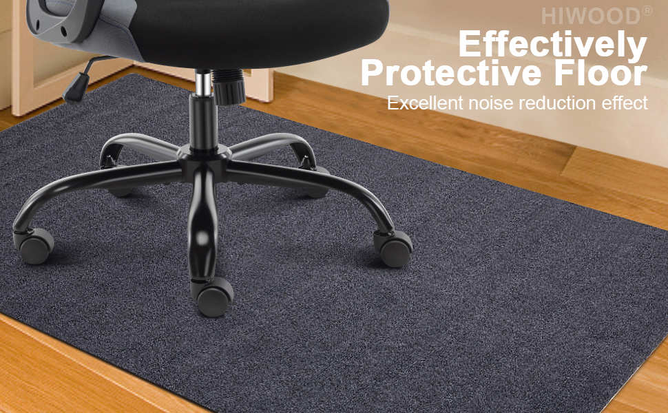 HIWOOD Office Chair Mat for Hardwood, 35 x 47 inches 1/6" Thick LowPile Under Desk
