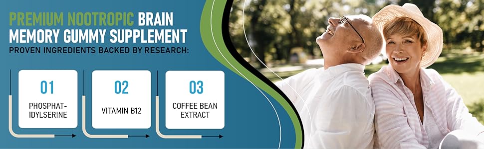 Brain Memory Supplement Nootropic with Phosphatidylserine, Coffee Bean Extract and Vitamin B12