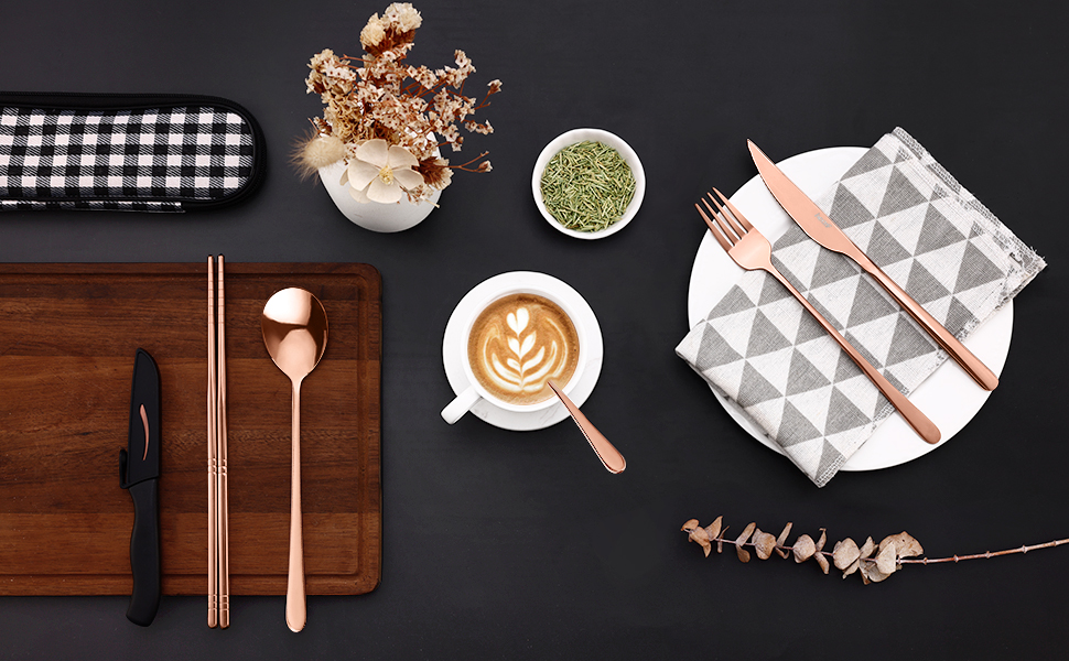 hecef 10 PCS Lunch Cutlery Set for Work, Camping Travel Cutlery Set