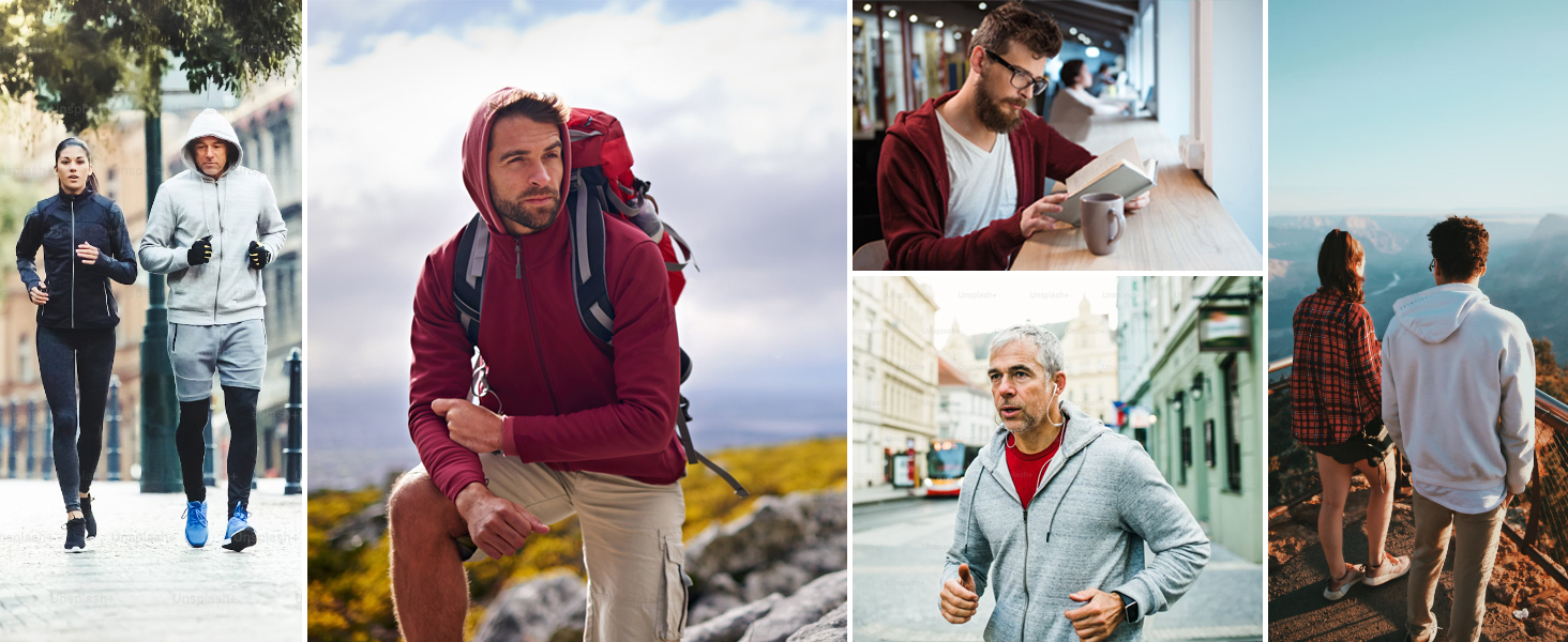 Lightweight Hoodie Men Zip Up Hooded Sweatshirt Thin Slim Fit Jacket