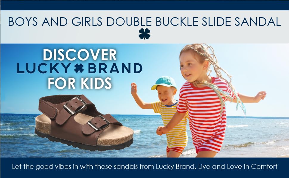 Unisex Boy's Blanc Casual Double Buckle 2 Strap Slide Sandal 