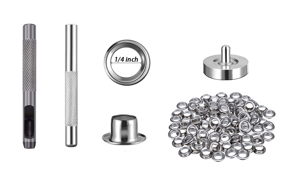100 Sets Grommet Tool Kit (1/4 Inch Inside Diameter