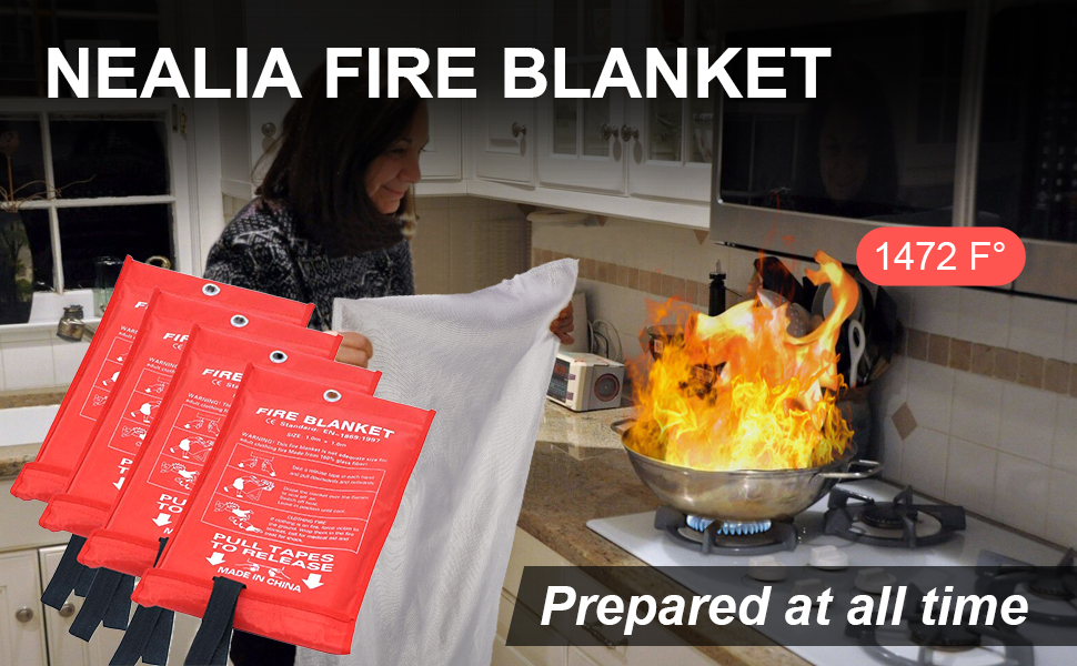 NeaLia Emergency Fire Blanket, Flame Retardant Fire Suppression
