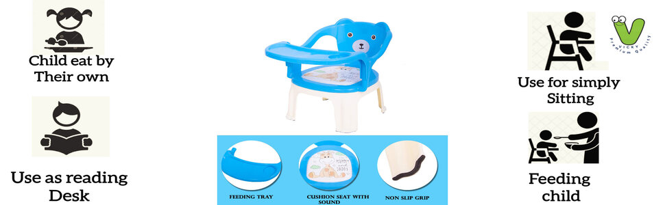 Vicky Plastic Baby Chair/Feeding Chair,Upto 20kgs,1-3 Years Safety Tray Chair/Eating/Toddlers Booster Chair/Portable High Chair for Kids (Green and Orange) Vicky Plastic Baby Chair/Feeding Chair,Upto 20kgs,1-3 Years Safety Tray Chair/Eating/Toddlers Booster Chair/Portable High Chair for Kids (Green and Orange)