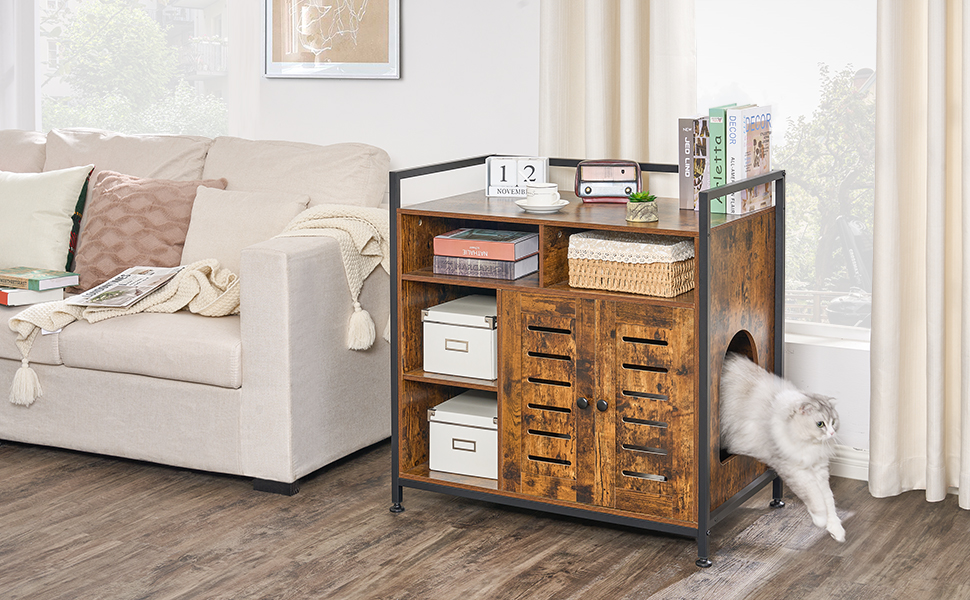 BEWISHOME Litter Box Enclosure Furniture with Storage