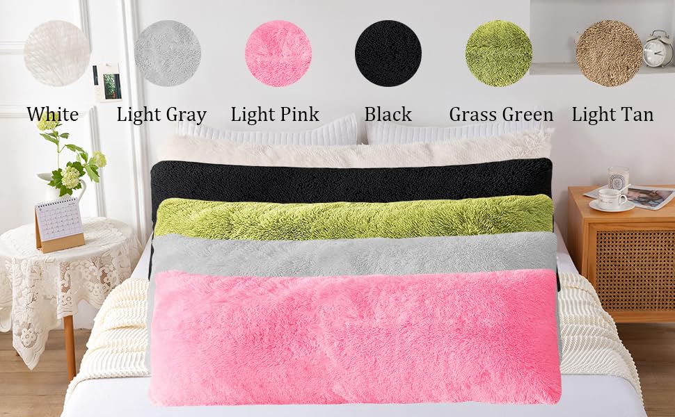 ROLJZTY Body Pillow Cover, 21x54 Shaggy Faux Fur Pillowcase