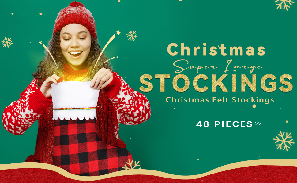 ANVAVO 48 Pieces Christmas Felt Stockings 15 Inch Red and