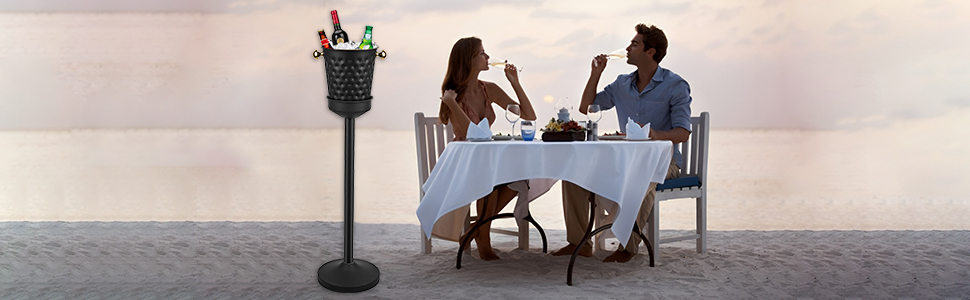 champagne ice bucket with stand