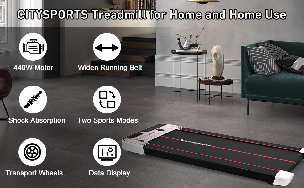 CITYSPORTS Treadmill Underdesk, Walking Pad, Electric Treadmill for