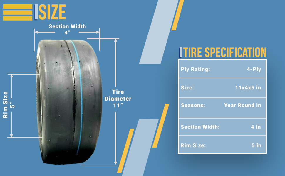 Two 11x4x5 11x45 11x4.005 Smooth Tread 4pr Zero Turn Lawn