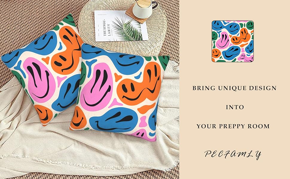 Pecfamly Cute Throw Pillows, Hippie Room Decor, Decorative