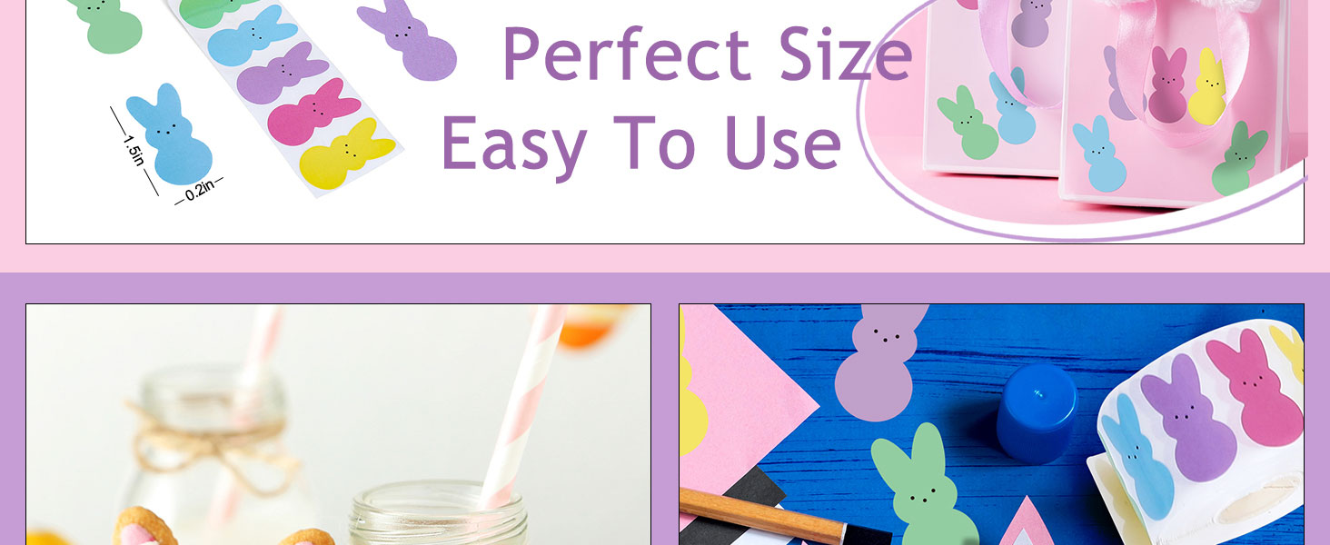 Whaline 1000Pcs Colorful Bunny Stickers Easter Bunny