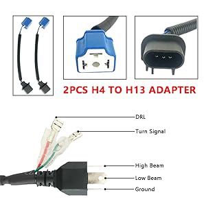 With H4-H13 conversion adapter