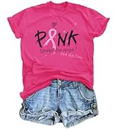 Breast Cancer Shirts for Women Breast Cancer Awareness Shirt in October We Wear Pink Pumpkin Grap...