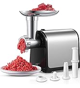 Meat Grinder Electric, Fohere Stainless Steel Sausage Stuffer Maker Meat Mincer Machine with 2 Bl...