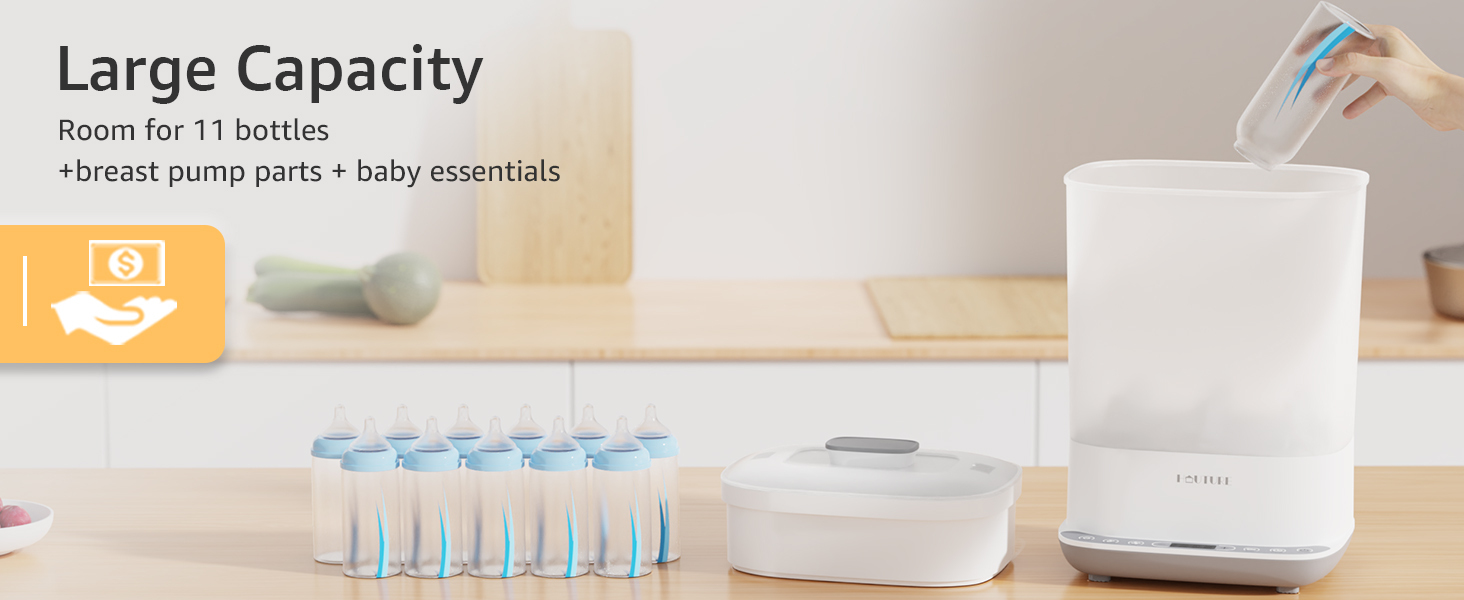 Baby Bottle Sterilizer, HAUTURE 6in1 Bottle Sterilizer and Dryer